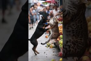 🐕⚡ Doberman vs Ocelot – Wild Street Fight in Rio #animals #animal #dog #dogs #cat #shorts #short