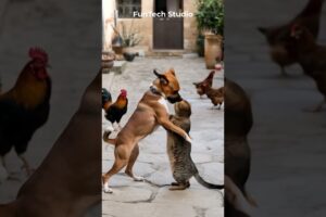 😱Dog Vs Cat Intense Fight😨 #dog #doglover #cat #catlover #animals #shorts #short