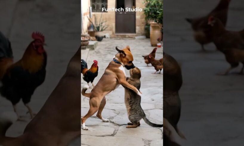 😱Dog Vs Cat Intense Fight😨 #dog #doglover #cat #catlover #animals #shorts #short