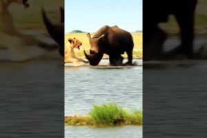 Epic Showdown: Lion vs Rhino Battle in the River Caught on Camera