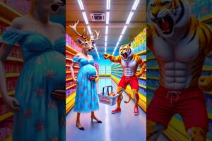 ❤️ Evolution of Animal: Tiger and deer fighting in shopping mall 🥰 #cat #cute #love #shorts