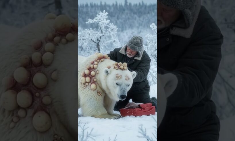 Grandfather’s Heroic Rescue: Saves Injured Polar Bear in the Arctic! #animals #wildlife #shorts