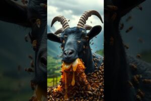 Honeycomb bees attack on a weak goat rescued by farmers #animals #rescueanimals #goat #short 😱😱