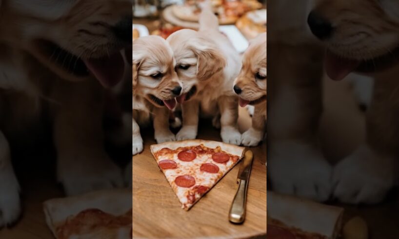 How cute puppies react when about a slice part #puppy #dog #animals