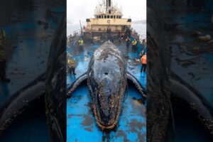 Incredible rescue of a GIANT whale🤯 #animalrescue #seacreatures #whale #barnacles #ocean