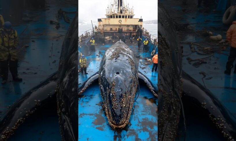 Incredible rescue of a GIANT whale🤯 #animalrescue #seacreatures #whale #barnacles #ocean