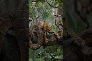 Leopard vs Python: Intense Jungle Battle! #animals #animallife #wildanimals #wildlife