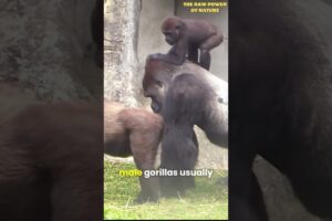 Male Gorilla Plays with His Son