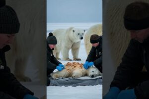 Polar Bear Mom Saves Cub from Barnacles & Parasites | Rescue help #animals #wildlife #shorts