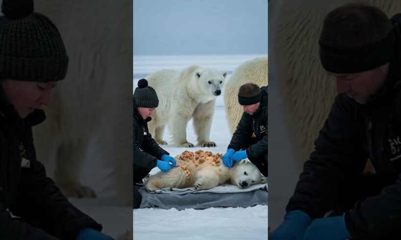 Polar Bear Mom Saves Cub from Barnacles & Parasites | Rescue help #animals #wildlife #shorts