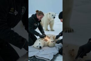 Polar Bear Mom Saves Injured Cub from Parasites & Barnacles #PolarBear #animals #wildlife #shorts