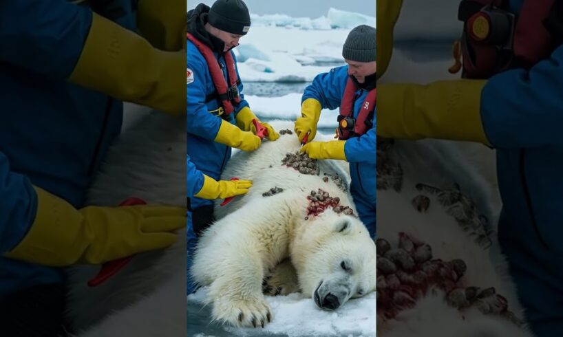 Polar Bear Saved from Painful Barnacles in the Arctic! | Rescue help #animals #wildlife #shorts