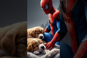 Spiderman aur supergirl ne dekhe do cute puppies #spiderman #supergirl #ytshorts