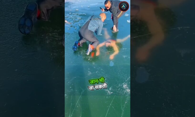 This Man Swim Under ice & Got Stuck! 🚨 One Wrong Turn & It Was Almost Over...😱 #shorts #viralshorts