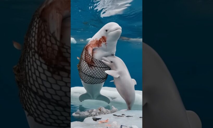 Touching video Baby dolphin seeks sailor's help to rescue injured mother trapped in net.#dolphins