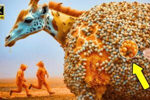 White GIRAFFE Covered in Millions of  Barnacles & Parasites Bee Saved by Heroic Rescue Team rescue.