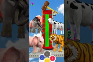 Who Is Stronger? Lion vs Tiger vs Elephant Funny Cartoon 3d Animal Game #shorts #cow #tiger  #games