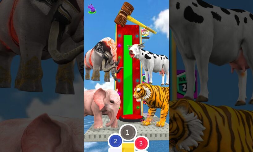 Who Is Stronger? Lion vs Tiger vs Elephant Funny Cartoon 3d Animal Game #shorts #cow #tiger  #games