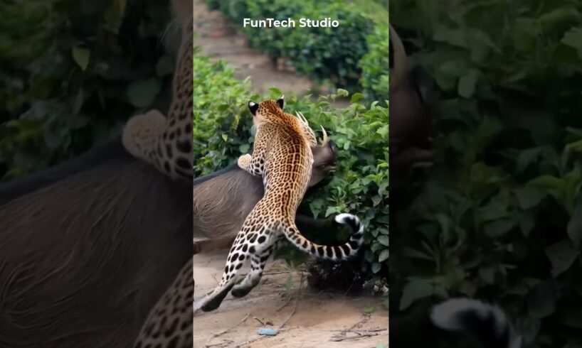 😱Wild Boar Vs Leopard Intense Fight at Tea Garden #animals #animal #shorts #short #wildlife #fight