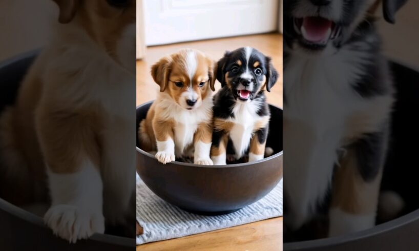 cute puppies barking inside a huge bowl #dog #puppy #barking #doglover #dogs #puppies #dogvideos