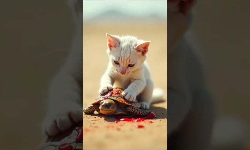 A  Turtle Saver a Cute Cat in wolf. #cuteanimals #animalrescue #rescue #cat #catrescue # #shorts