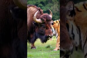 Bison and Tiger fight each other...#animal #bison #tiger #wildlife