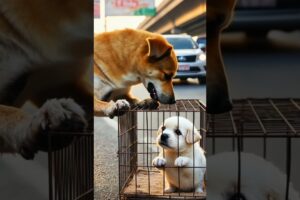 Brave Dog Rescues Puppy from cage.| Emotional Animal Rescue #shorts #shortsfeed #shortsviral