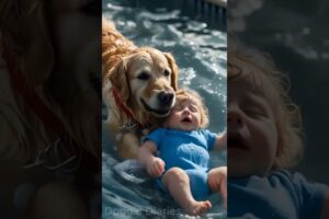 Brave Golden Retriever Rescues Baby from Pool! 🐶👶💖" #Dog #dogs #puppy #shorts #short #viralshorts