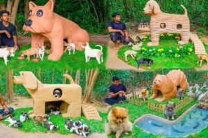 Building Amazing Puppy Houses in the Jungle! 🐶🏡 LIVE | Cute Puppies & DIY Dog Shelters