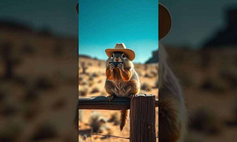 Cowboy Squirrel playing Harmonica! #squirrel #cowboy #harmonica #animals