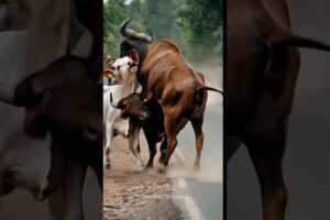 Cows and a Buffalo Fight #animalworld #animals #nature #animallover #animalsong #shorts #wildlife