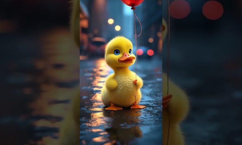 Cute duck playing with balloons reminds her of her family | CAT | CUTECAT |AI| AICAT |PUPPY | #funny