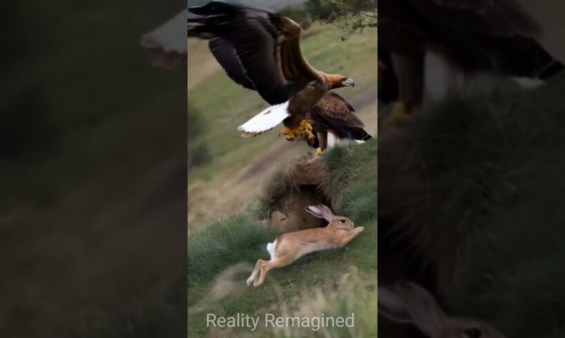 Eagle vs Rabbit 🐇 Race 😄 #eagles #rabbits #shortfeed #wildlife #animals #animalworld #nature #shorts