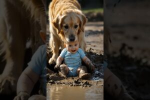 Golden Retriever Rescues Baby Stuck in Mud! Heartwarming Story