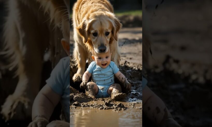 Golden Retriever Rescues Baby Stuck in Mud! Heartwarming Story