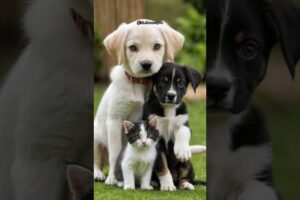 🐱🐶🐶 Kitten & two puppies! Cuteness overload! 😻💛