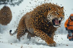 Rescuing a Helpless leopard Covered in honeybees #wildlife  #animals #ai