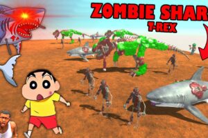 SHINCHAN Fights ZOMBIE SHARK and T-REX ZOMBIE - Part 3 - in Animal Revolt Battle Zombie Apocalypse