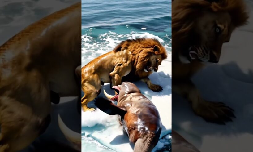 Unbelievable || lion and walrus Playing Together ||🦁💥💥#animals