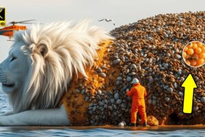 White LION Covered in Millions of Barnacles & Parasites Bee Saved by Heroic Rescue Team rescue