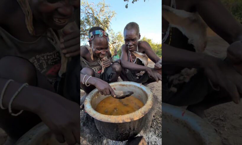 Wow That's awesome See How Bushmen are Very happy with Their traditional food#africa #villagelife